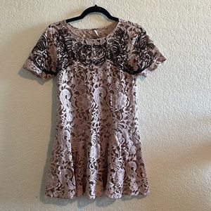 Free People Mini Lace Dress - Pink